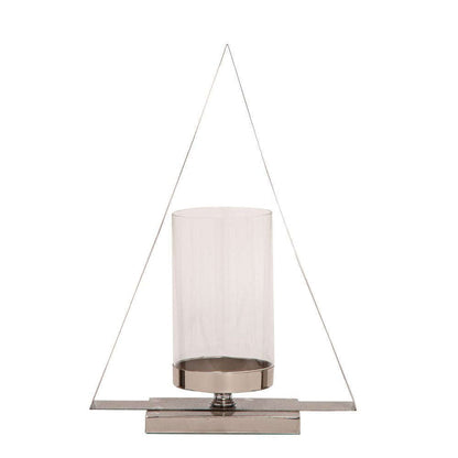 Mint Homeware - Triangle Nickel Plated & Glass Candle Holder - Large