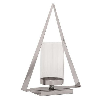 Mint Homeware - Triangle Nickel Plated & Glass Candle Holder - Large