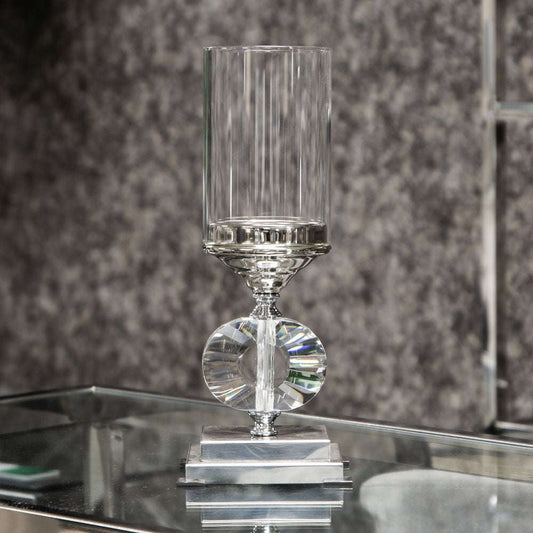 Mint Homeware - Nickel Plated, Crystal & Glass Candle Holder - Small