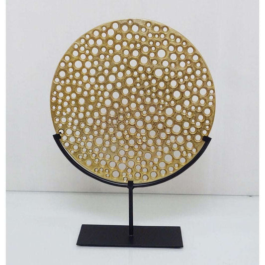 Mint Homeware - Small Round Sculpture on Base - Gold & Black