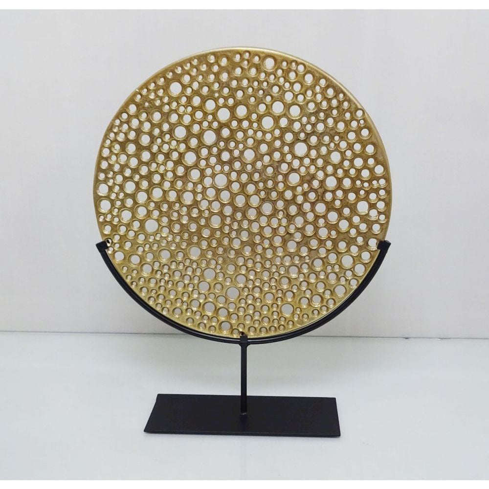 Mint Homeware - Large Round Sculpture on Base - Gold & Black