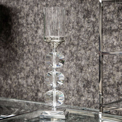 Mint Homeware - Nickel Plated, Crystal & Glass Candle Holder - Large