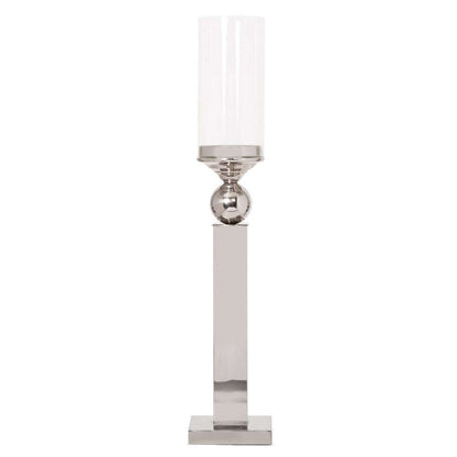 Mint Homeware - Nickel Plated & Clear Glass Candle Holder - Medium