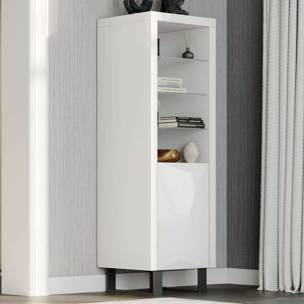 BE Dining Grey - Tall Narrow Bookcase