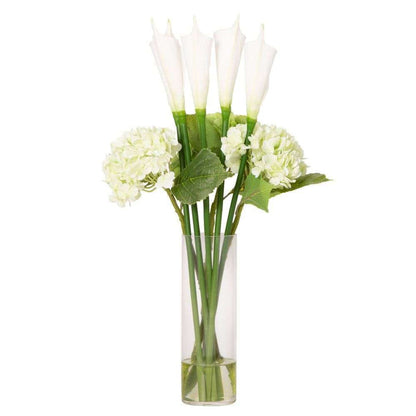 Mint Homeware - Calla Lilies and Hydrangeas in Glass Vase