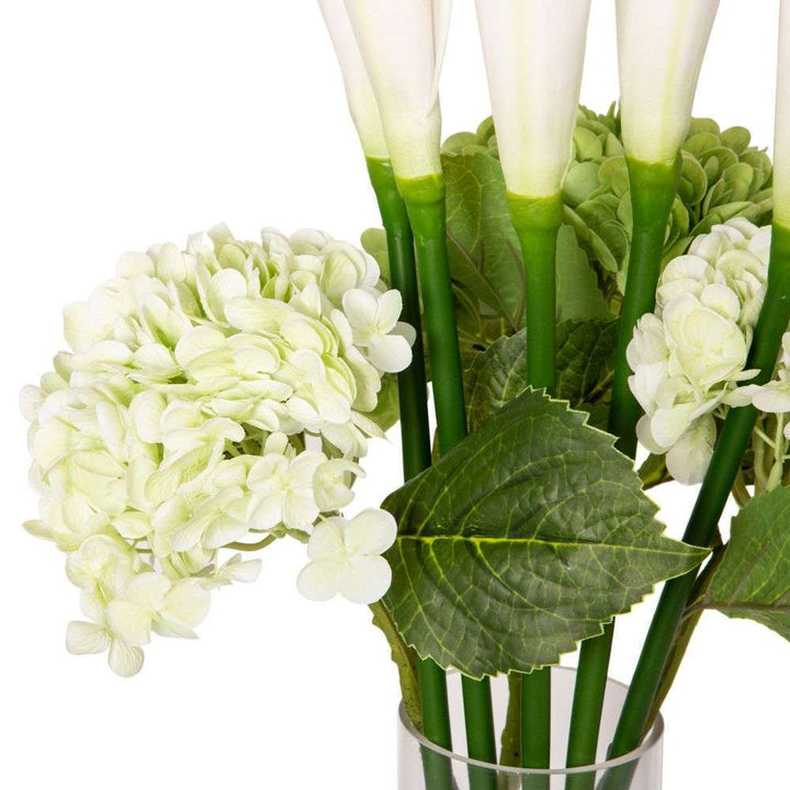 Mint Homeware - Calla Lilies and Hydrangeas in Glass Vase
