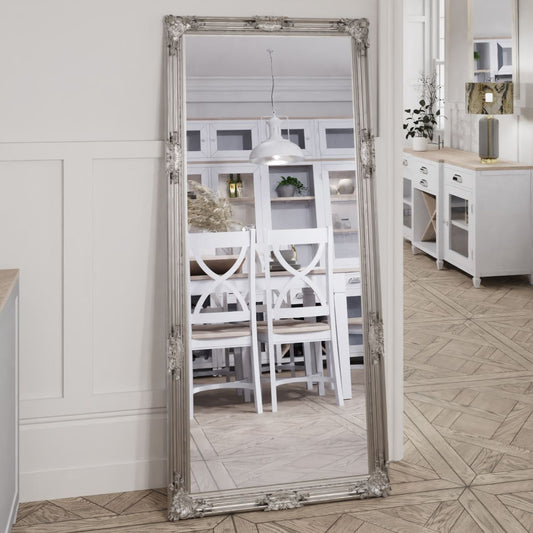 Mirror Collection - Silver Wooden Mirror - Leaner