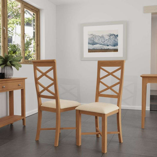 NT dining - Double Cross Back Chair with Fabric Seat