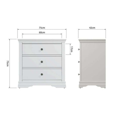 SW Bedroom White - 3 Drawer Chest
