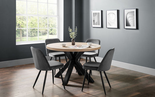 Berwick Round Table & 4 Burgess Grey Chairs