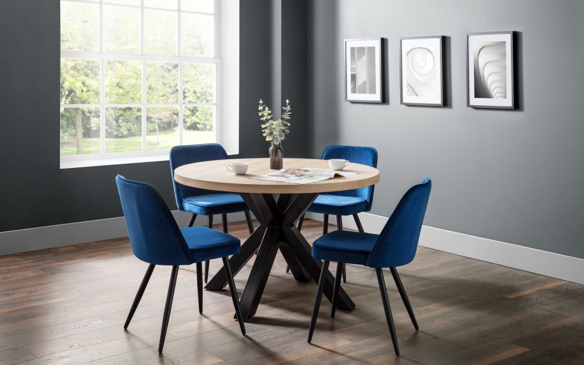 Berwick Round Table & 4 Burgess Blue Chairs