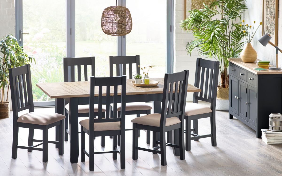 Bordeaux Dining Set (6 Chairs) - Dark Grey