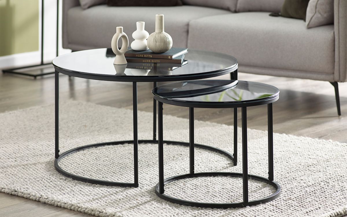 Chicago Round Nesting Coffee Tables - Smoked Glass