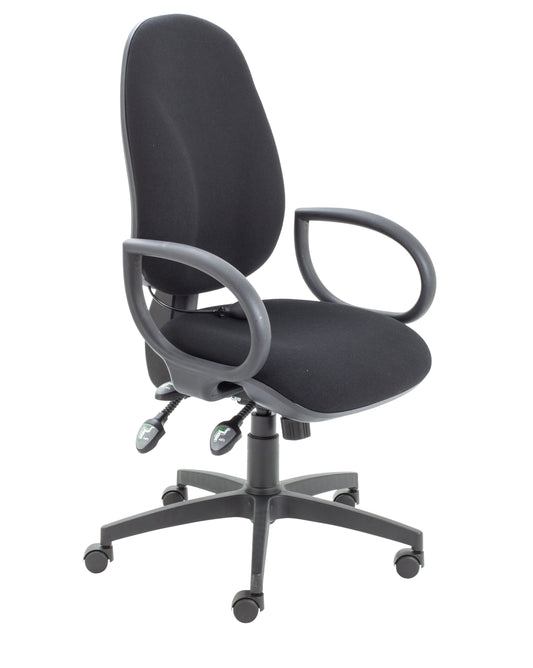 MAXI ERGO WITH LUMBAR PUMP + FIXED ARMS BLACK
