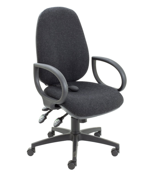 MAXI ERGO WITH LUMBAR PUMP + FIXED ARMS CHARCOAL