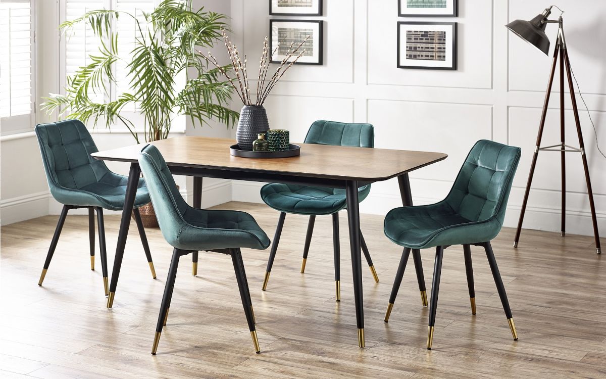 Findlay Rectangular Table & 4 Hadid Green Chairs