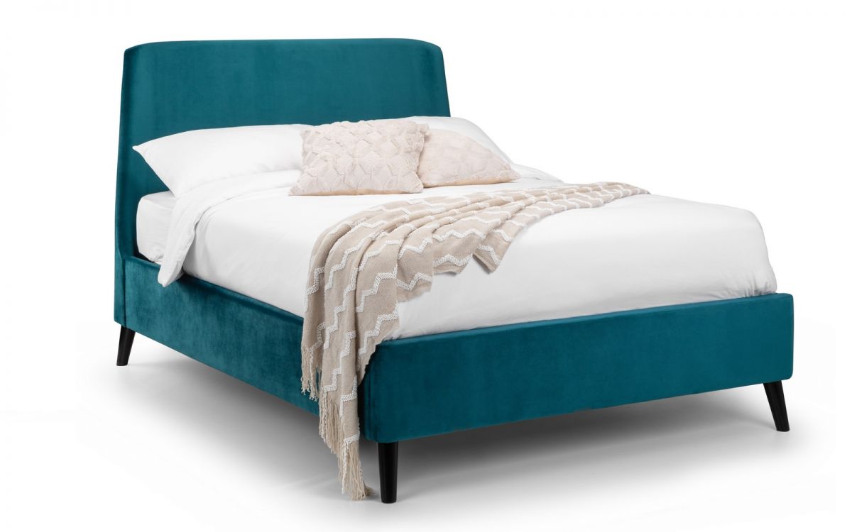 Frida Curved Velvet Bed - Teal