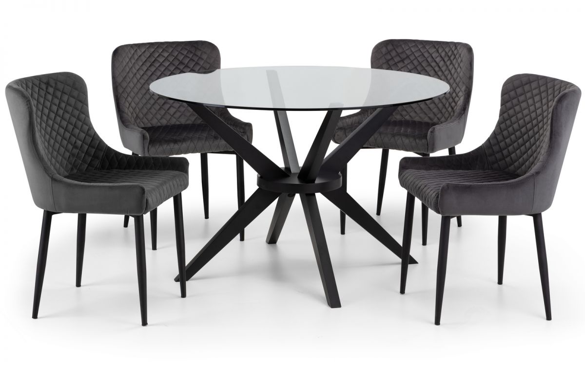 Hayden Dining Table & 4 Luxe Grey Chairs