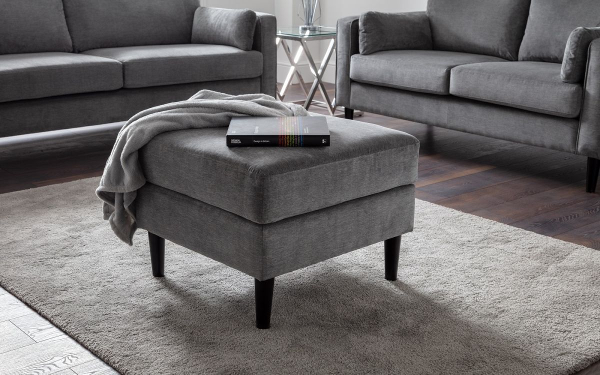 Hayward Ottoman - Grey Chenille