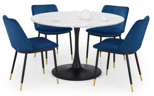 Holland Round Pedestal Table & 4 Delaunay Blue Chairs