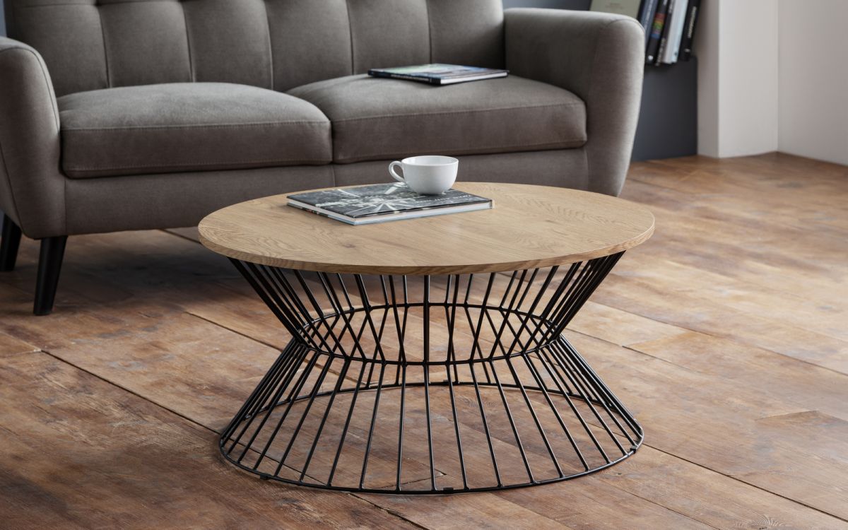 Jersey Round Wire Coffee Table - Oak