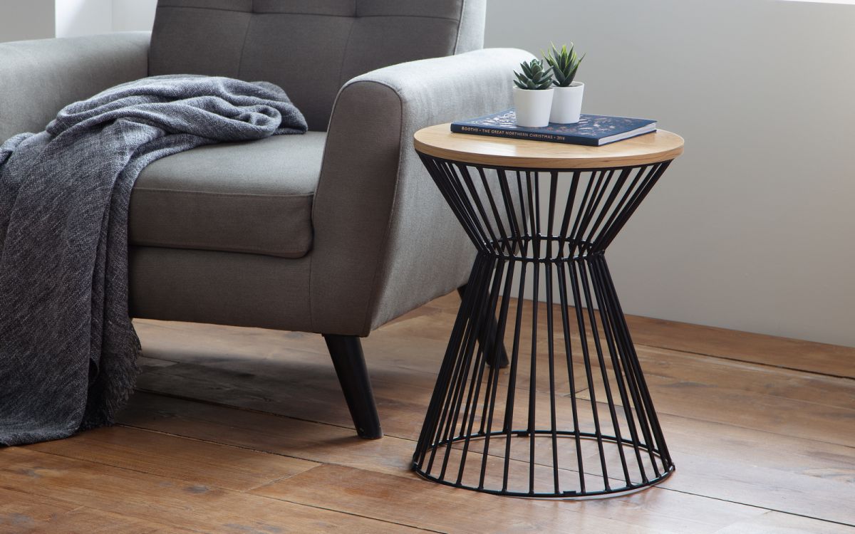 Jersey Round Wire Lamp Table - Oak