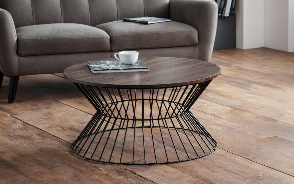 Jersey Round Wire Coffee Table - Walnut