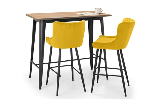 Grafton Bar Table & 2 Luxe Mustard Bar Stools