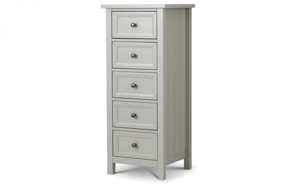 Maine 5 Drawer Tall Chest - Dove Grey