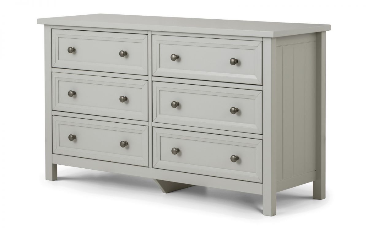 Maine 6 Drawer Wide Chest - Dove Grey