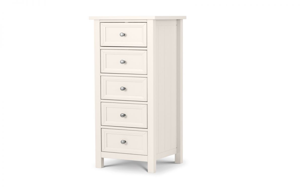 Maine 5 Drawer Tall Chest - Surf White