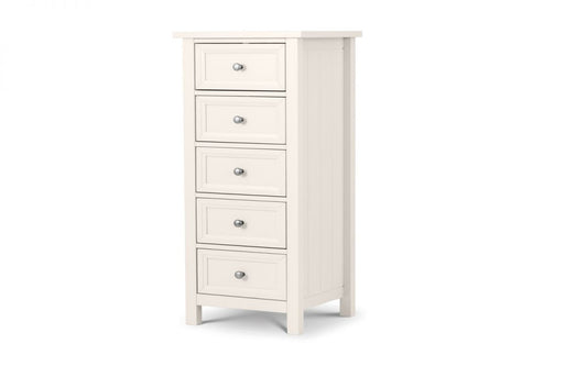 Maine 5 Drawer Tall Chest - Surf White