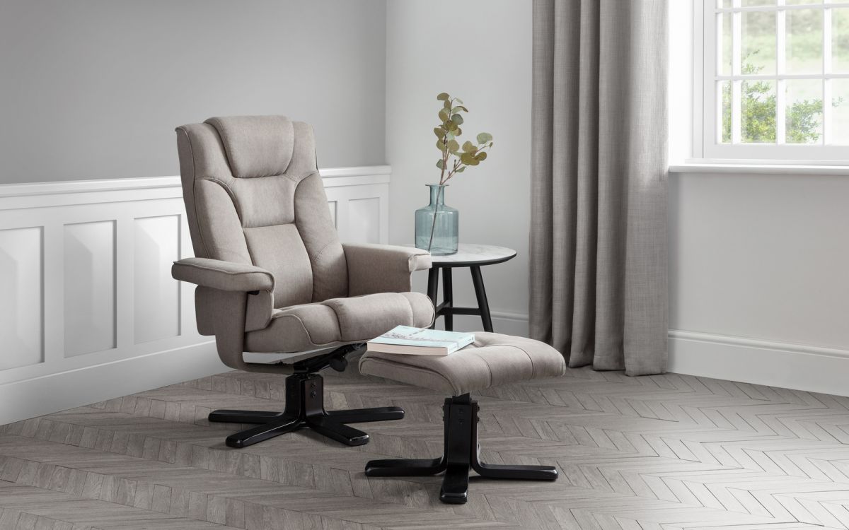 Malmo Recliner & Footstool - Grey