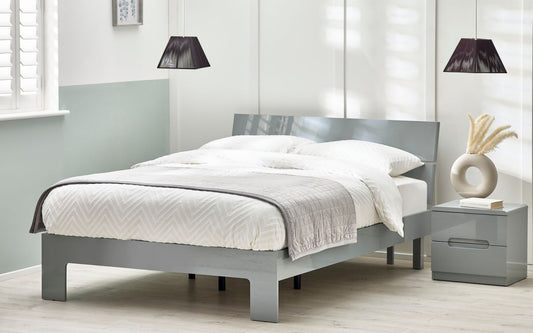 Manhattan High Gloss Bed - Grey