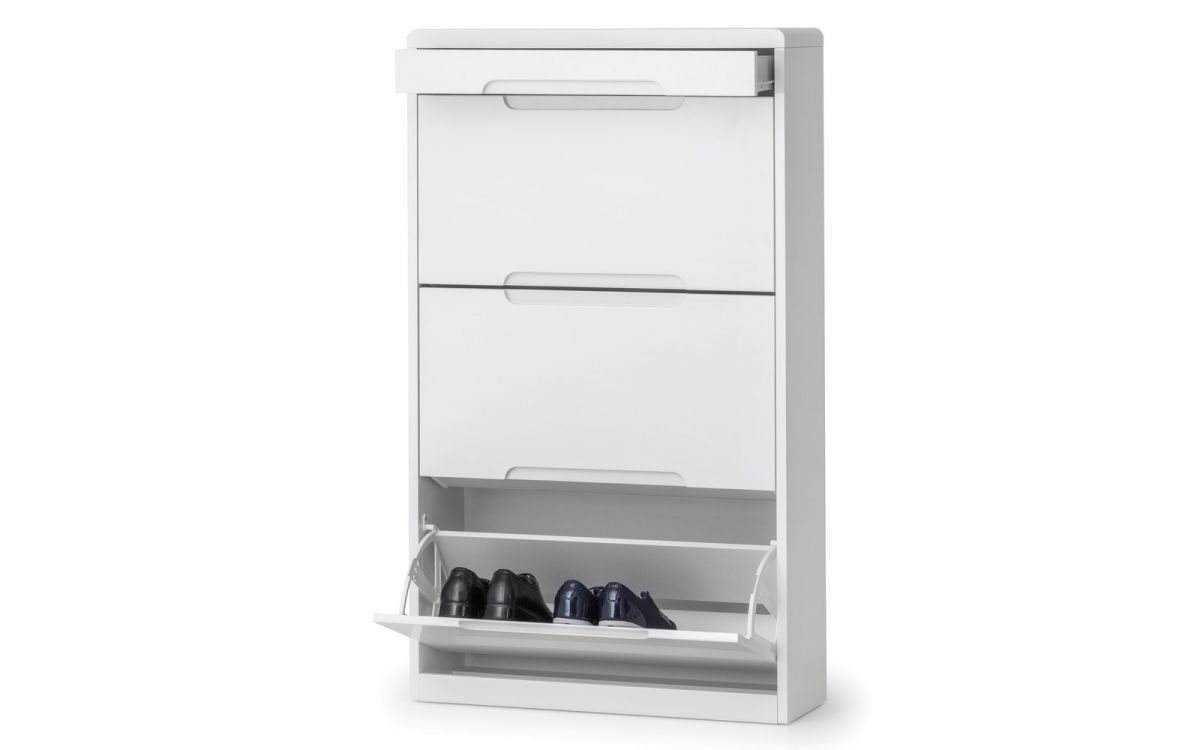 Manhattan Shoe Cabinet with Drawer - White