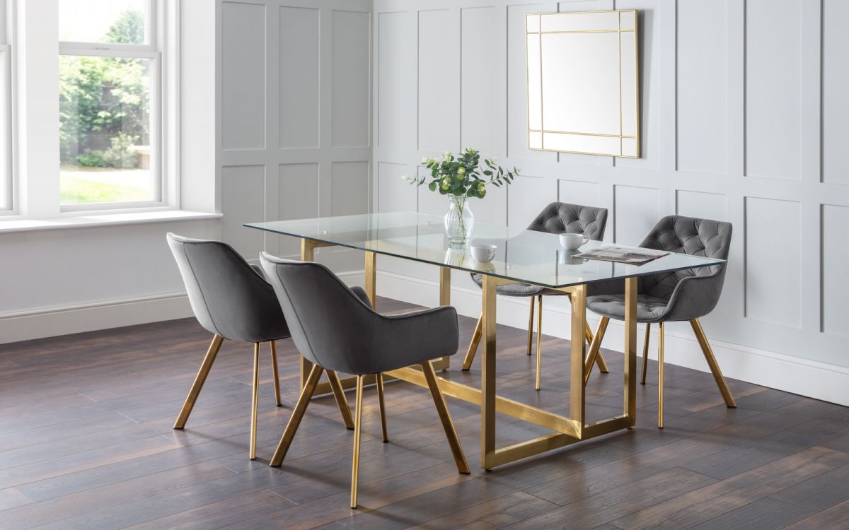 Minori Dining Table & 4 Lorenzo Grey Dining Chairs