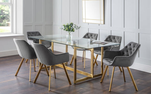 Minori Dining Table & 6 Lorenzo Grey Dining Chairs