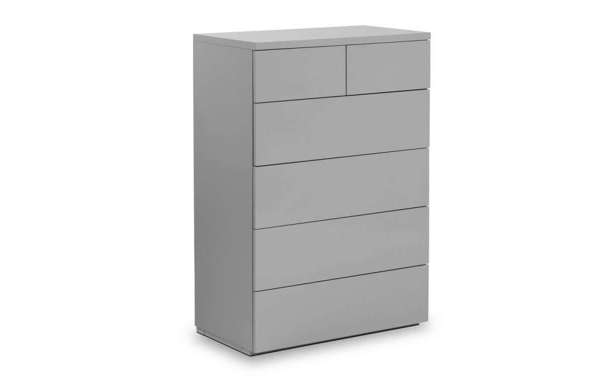 Monaco 4+2 Drawer Chest - Grey High Gloss