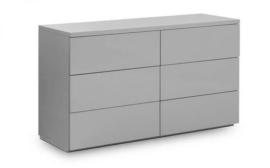 Monaco 6 Drawer Wide Chest - Grey High Gloss