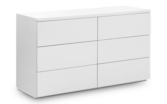 Monaco 6 Drawer Wide Chest - White High Gloss