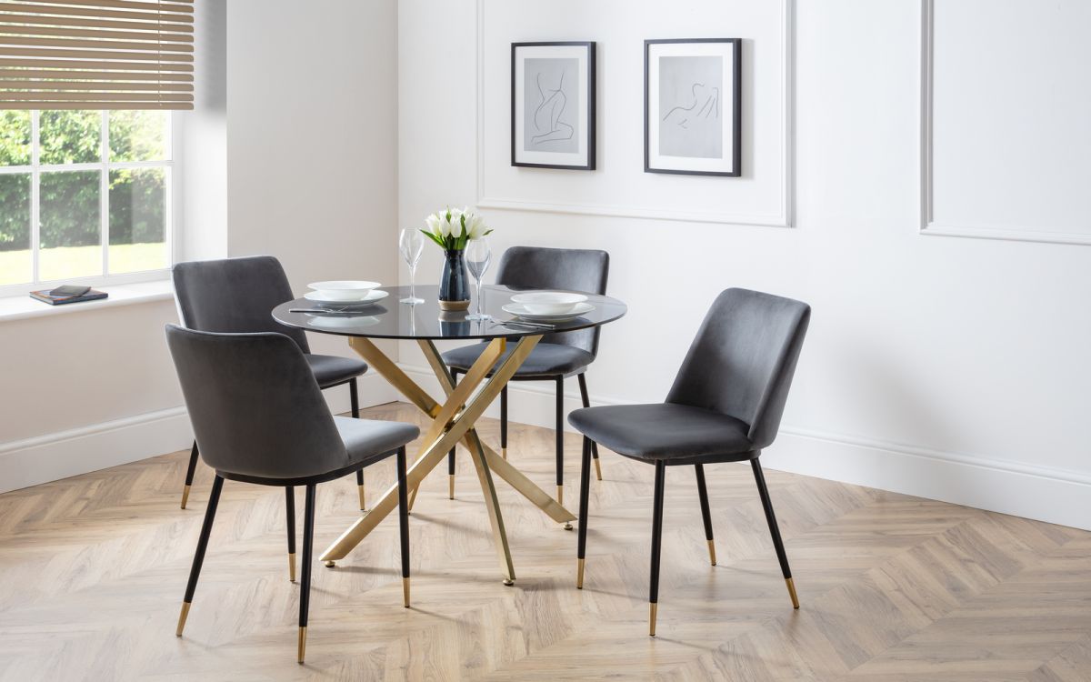 Montero Round Table & 4 Delaunay Grey Chairs