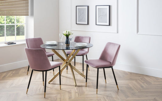 Montero Round Table & 4 Delaunay Pink Chairs