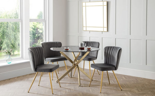 Montero Round Table & 4 Cannes Grey Dining Chairs