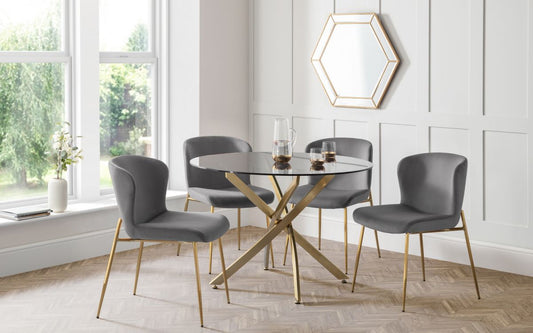 Montero Round Table & 4 Harper Grey Chairs