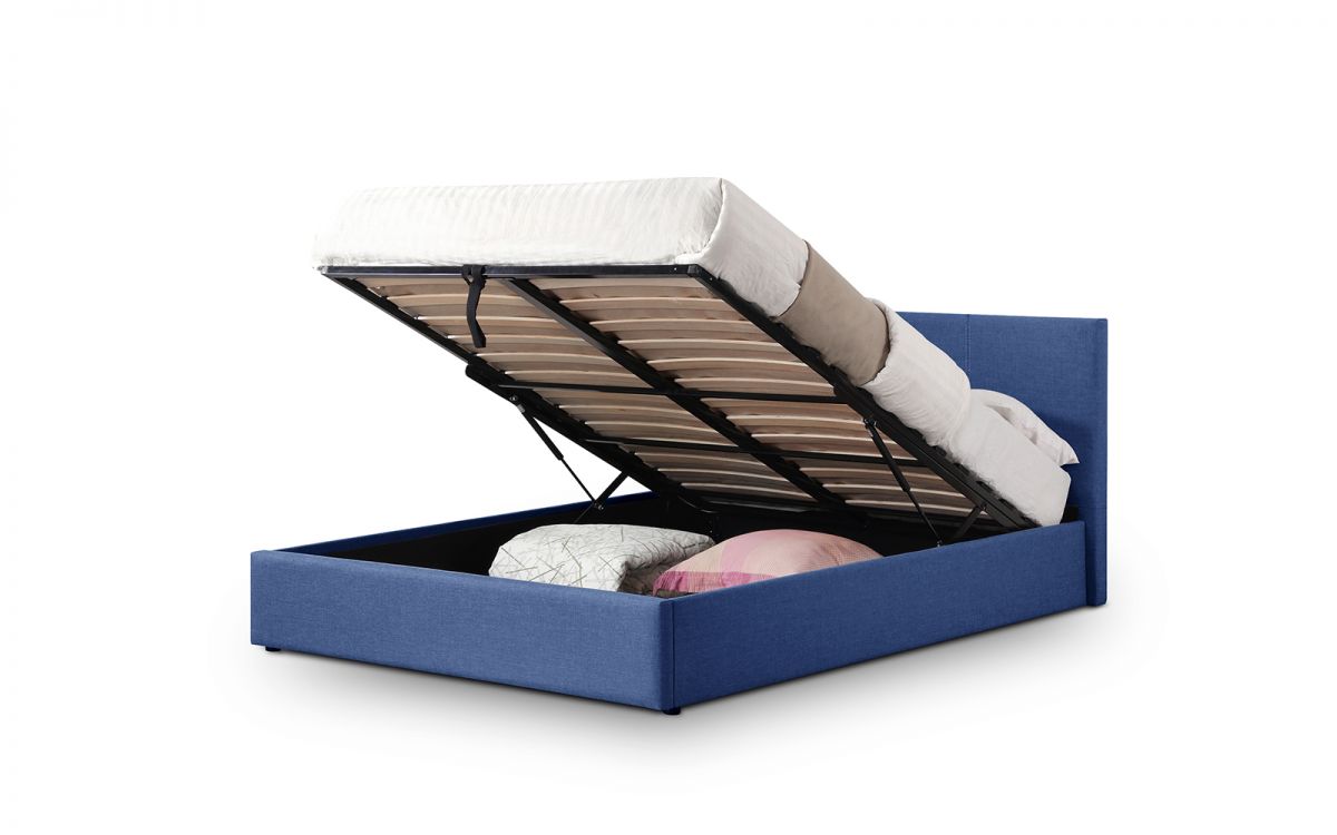 Rialto Lift-Up Storage Bed - Dark Blue Linen