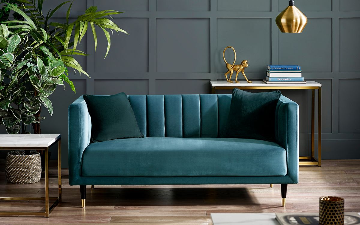 Salma Scalloped Back 2 Seater - Teal