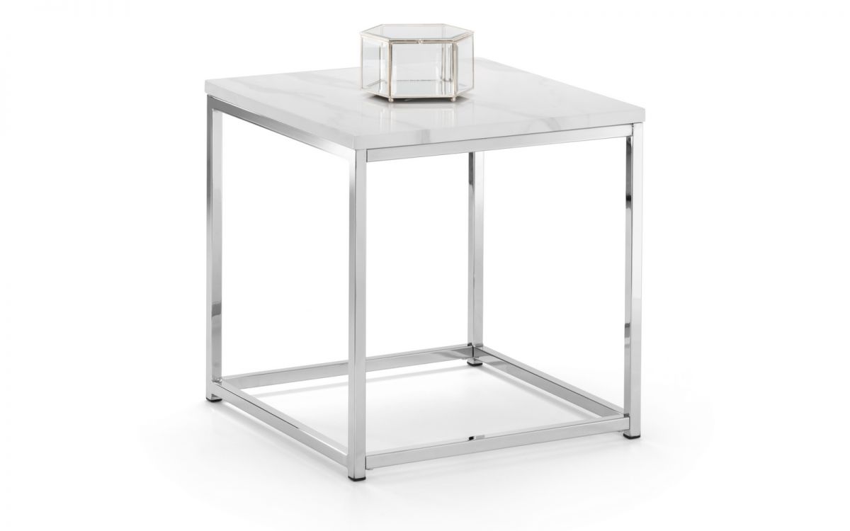 Scala White Marble Top Lamp Table