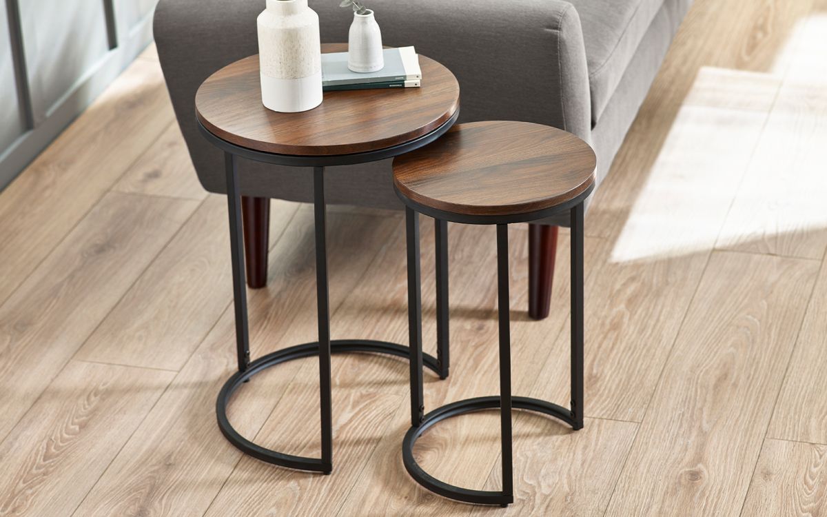 Tribeca Round Nesting Side Tables - Walnut